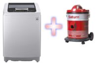 ال جى غسالة 13.2ك فوق اتوماتيك سلفر T1369NEFTF+مكنسة 1800 وات ساترون