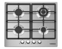 بوتاجاز تورنيدو مسطح بلت إن 60 × 60 سم 4 شعلة غاز لون استانلس ستيل مزود بأمان كامل للشعلات GHV-M60CSU-S